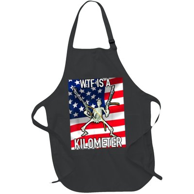 WTF Is A Kilometer July 4th Skeleton Funny Cringey USA Meme Apron