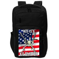WTF Is A Kilometer July 4th Skeleton Funny Cringey USA Meme Impact Tech Backpack