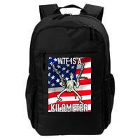 WTF Is A Kilometer July 4th Skeleton Funny Cringey USA Meme Backpack