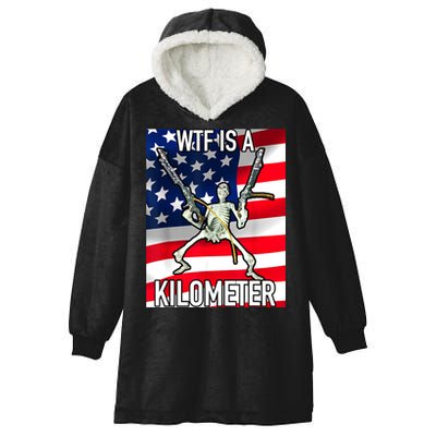 WTF Is A Kilometer July 4th Skeleton Funny Cringey USA Meme Hooded Wearable Blanket