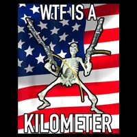 WTF Is A Kilometer July 4th Skeleton Funny Cringey USA Meme Button
