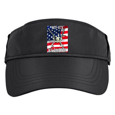 WTF Is A Kilometer July 4th Skeleton Funny Cringey USA Meme Adult Drive Performance Visor