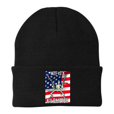 WTF Is A Kilometer July 4th Skeleton Funny Cringey USA Meme Beanie