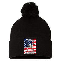 WTF Is A Kilometer July 4th Skeleton Funny Cringey USA Meme Pom Pom 12in Knit Beanie