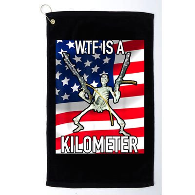 WTF Is A Kilometer July 4th Skeleton Funny Cringey USA Meme Golf Towel