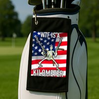 WTF Is A Kilometer July 4th Skeleton Funny Cringey USA Meme Golf Towel