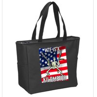 WTF Is A Kilometer July 4th Skeleton Funny Cringey USA Meme Zip Tote Bag
