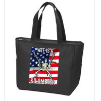WTF Is A Kilometer July 4th Skeleton Funny Cringey USA Meme Zip Tote Bag