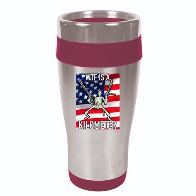WTF Is A Kilometer July 4th Skeleton Funny Cringey USA Meme 16oz Travel Tumbler