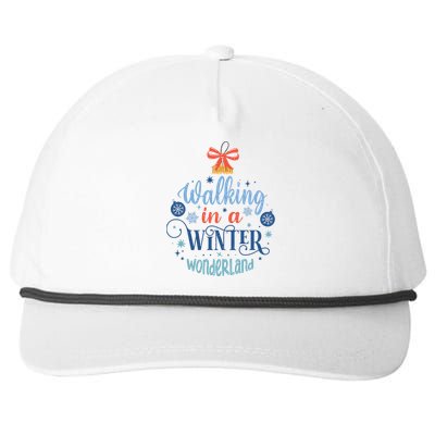 Walking In A Winter Wonderland Christmas Funny Xmas Holiday Gift Snapback Five-Panel Rope Hat