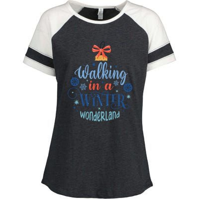 Walking In A Winter Wonderland Christmas Funny Xmas Holiday Gift Enza Ladies Jersey Colorblock Tee