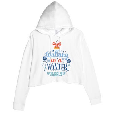 Walking In A Winter Wonderland Christmas Funny Xmas Holiday Gift Crop Fleece Hoodie