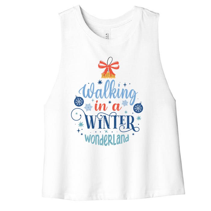 Walking In A Winter Wonderland Christmas Funny Xmas Holiday Gift Women's Racerback Cropped Tank