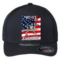 WTF Is A Kilometer July 4th Skeleton Funny Cringey USA Meme Flexfit Unipanel Trucker Cap