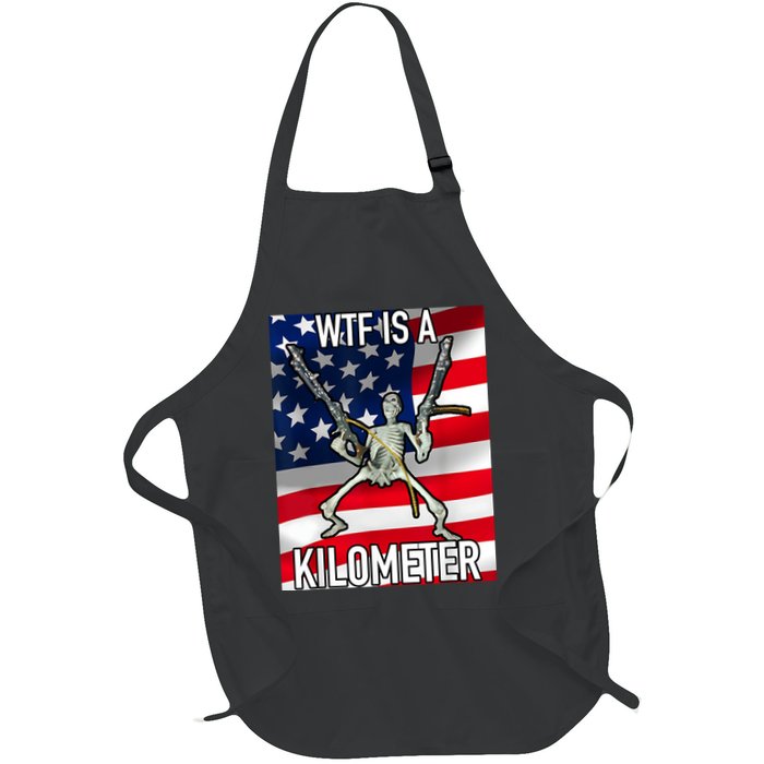 WTF Is A Kilometer July 4th Skeleton Funny Cringey USA Meme Apron