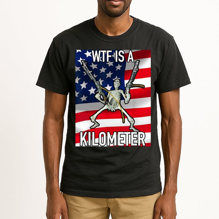 WTF Is A Kilometer July 4th Skeleton Funny Cringey USA Meme Tall T-Shirt