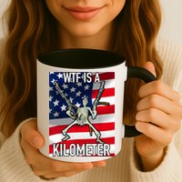 WTF Is A Kilometer July 4th Skeleton Funny Cringey USA Meme Mug