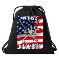 WTF Is A Kilometer July 4th Skeleton Funny Cringey USA Meme Drawstring Bag