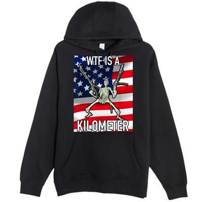 WTF Is A Kilometer July 4th Skeleton Funny Cringey USA Meme Premium Pullover Hoodie