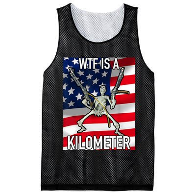 WTF Is A Kilometer July 4th Skeleton Funny Cringey USA Meme Mesh Reversible Basketball Jersey Tank