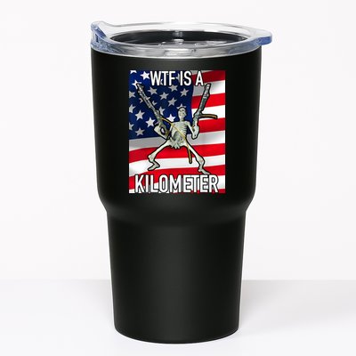 WTF Is A Kilometer July 4th Skeleton Funny Cringey USA Meme Tumbler