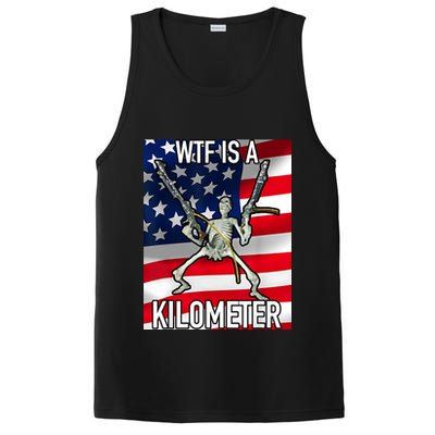 WTF Is A Kilometer July 4th Skeleton Funny Cringey USA Meme PosiCharge Competitor Tank