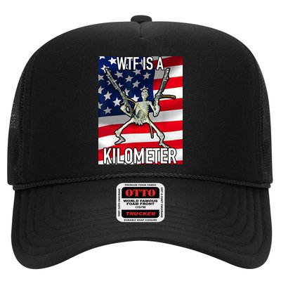 WTF Is A Kilometer July 4th Skeleton Funny Cringey USA Meme Trucker Hat
