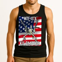 WTF Is A Kilometer July 4th Skeleton Funny Cringey USA Meme Tank Top