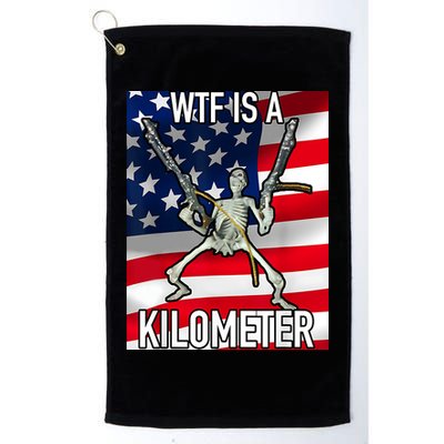 WTF Is A Kilometer July 4th Skeleton Funny Cringey USA Meme Golf Towel