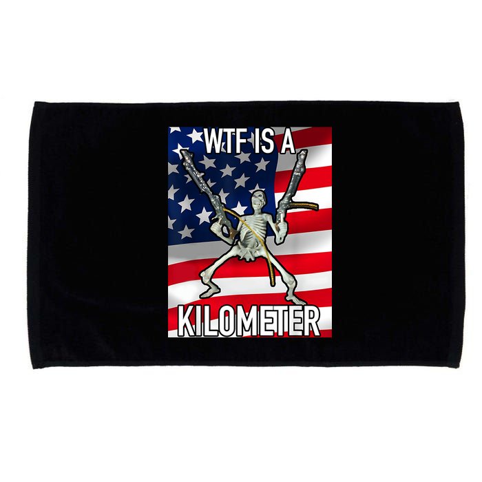 WTF Is A Kilometer July 4th Skeleton Funny Cringey USA Meme Microfiber Hand Towel