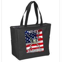 WTF Is A Kilometer July 4th Skeleton Funny Cringey USA Meme Zip Tote Bag