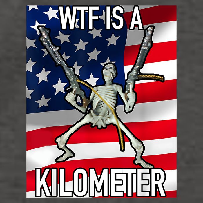WTF Is A Kilometer July 4th Skeleton Funny Cringey USA Meme Vector Backpack