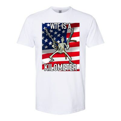 WTF Is A Kilometer July 4th Skeleton Funny Cringey USA Meme Softstyle® CVC T-Shirt