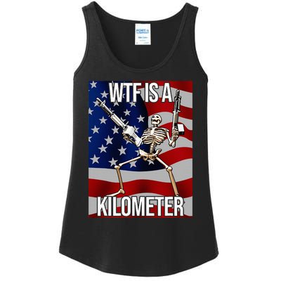 Wtf Is A Kilometer American Skeleton Funny Ladies Essential Tank