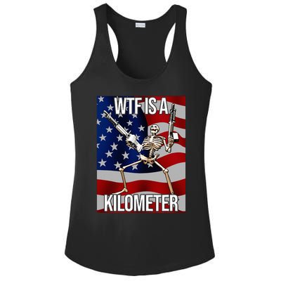 Wtf Is A Kilometer American Skeleton Funny Ladies PosiCharge Competitor Racerback Tank