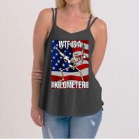 Wtf Is A Kilometer American Skeleton Funny Women's Strappy Tank