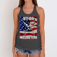 Wtf Is A Kilometer American Skeleton Funny Women's Knotted Racerback Tank