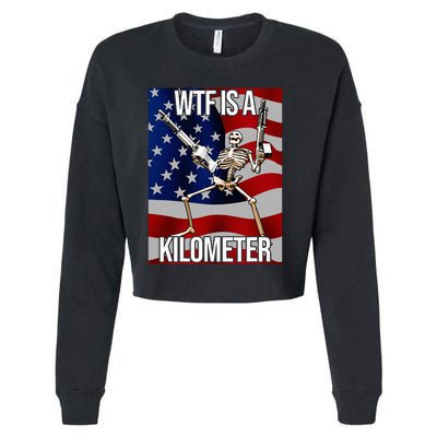 Wtf Is A Kilometer American Skeleton Funny Cropped Pullover Crew