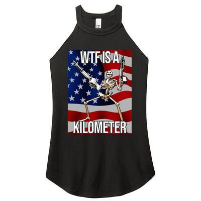 Wtf Is A Kilometer American Skeleton Funny Women's Perfect Tri Rocker Tank