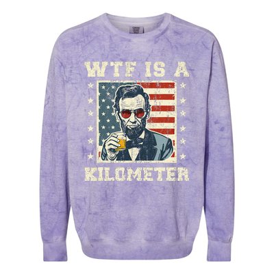 Wtf Is A Kilometer Abe Lincoln July 4th Colorblast Crewneck Sweatshirt