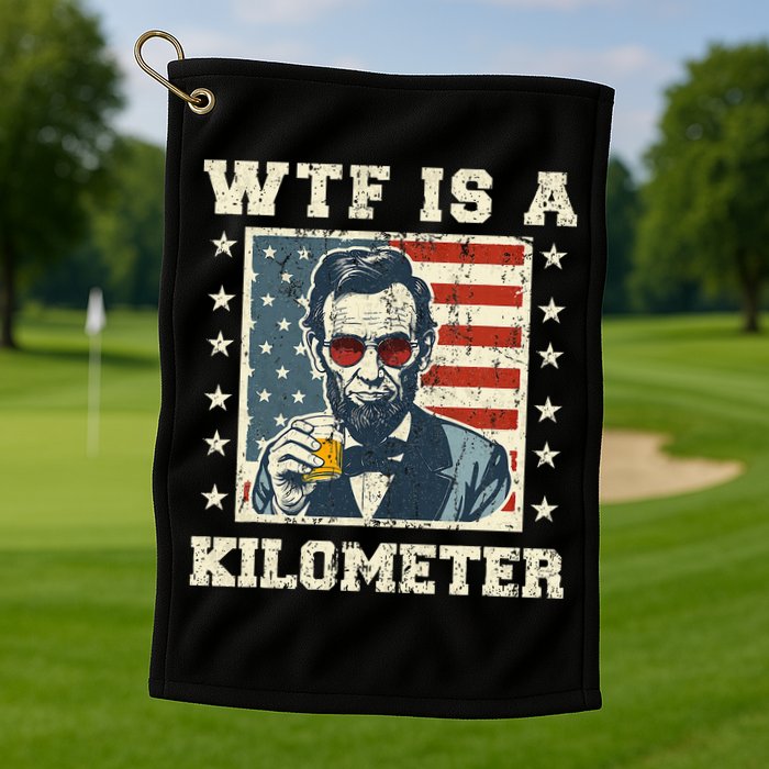 Wtf Is A Kilometer Abe Lincoln July 4th Golf Towel