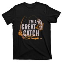 Wo I'm A Great Catch Valentine's Day Funny Fisherman Fishing V-Neck T-Shirt