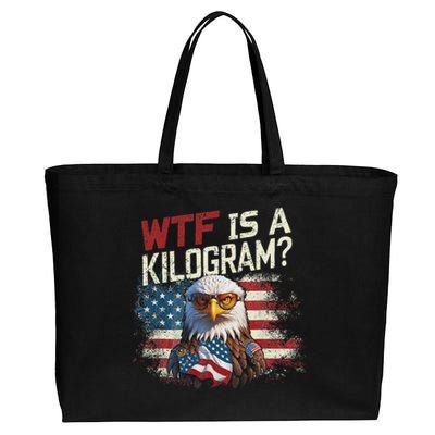 Wtf Is A Kilogram Funny 4th Of July Patriotic Eagle Usa Cotton Canvas Jumbo Tote