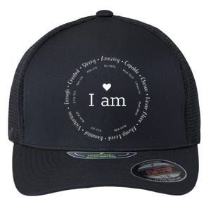 Womens I Am Circle Design Womens Positive Omens Affirmations Flexfit Unipanel Trucker Cap