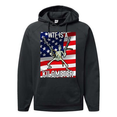 Wtf Is A Kilometer July 4th Skeleton Funny Cringey Performance Fleece Hoodie