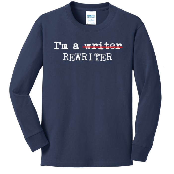 Wo I'm A Rewriter | This Is My Writing Tee VNeck Kids Long Sleeve Shirt