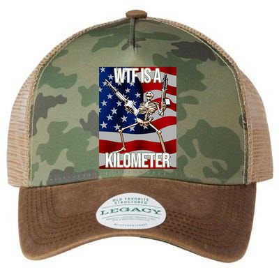 Wtf Is A Kilometer American Skeleton Funny Legacy Tie Dye Trucker Hat