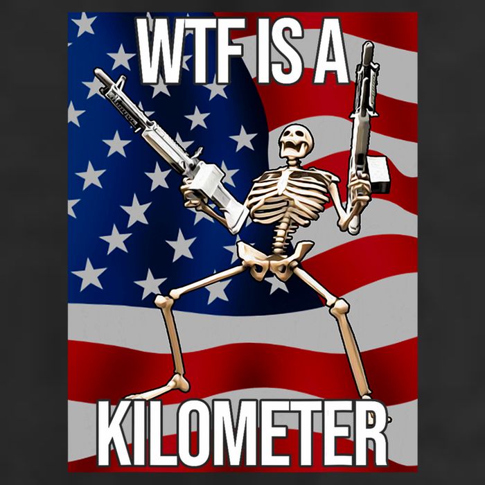 Wtf Is A Kilometer American Skeleton Funny 7 Panel Mesh Trucker Snapback Hat