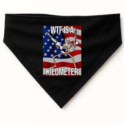 Wtf Is A Kilometer American Skeleton Funny USA-Made Doggie Bandana