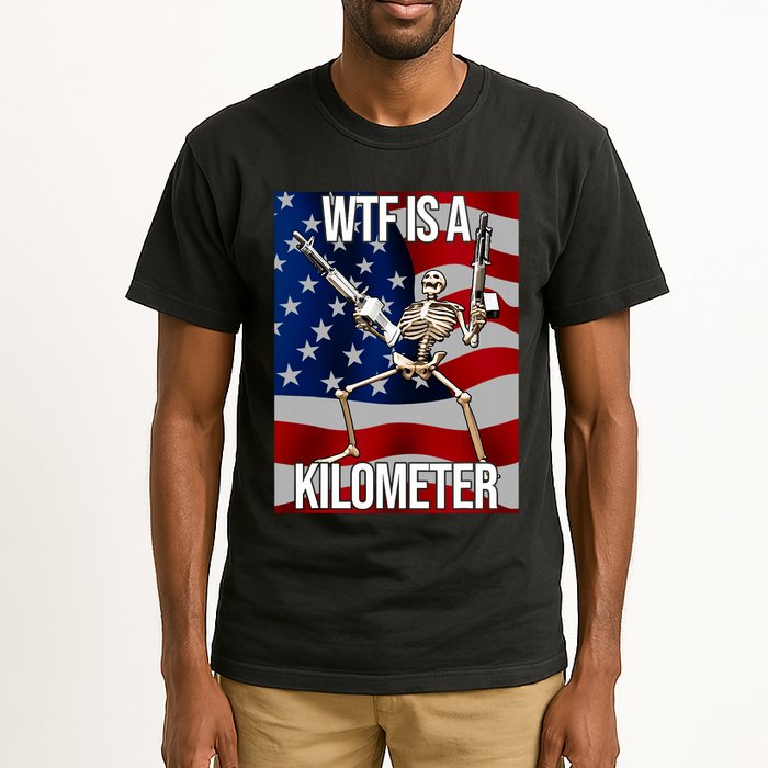 Wtf Is A Kilometer American Skeleton Funny Tall T-Shirt